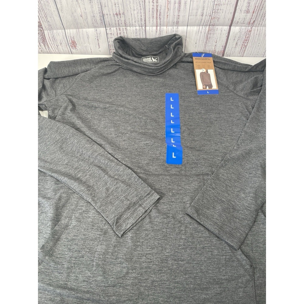 Eddie Bauer Women's Active Funnel Neck Long Sleeve Charcoal Top L NWT
